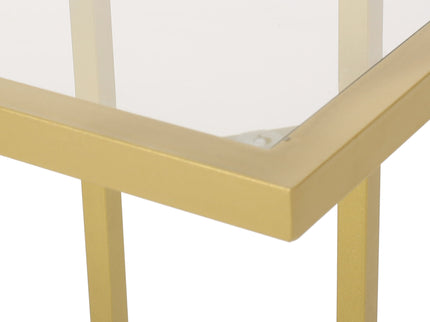 Modern Glam C Shaped End Table With Tempered Glass Top - Gold