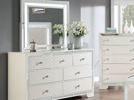 1 Piece Dresser With Diamond-Shaped Knob Handles, Bedroom Furniture - Cream