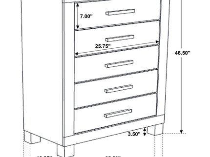 Bren - 5 Drawer Chest With Handles And Block Legs - Rustic