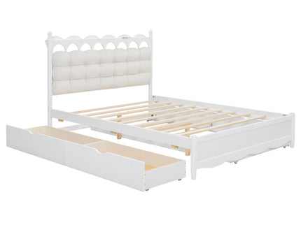 Storage Platform Bed, With 2 Big Drawers, Trundle, One Set Of Sockets & USB Ports
