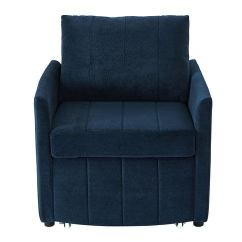 Upholstered Convertible Sleeper Sofa With 5 Position Backrest, Side Pockets, Storage