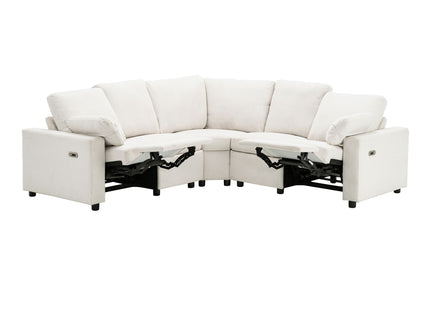 Power Recliner Sectional Sofa Home Theater Reclining Sofa With Two USB Ports, Two Storage Drawers For Living Room