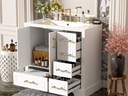 Traditional Bathroom Vanity With Soft Close Doors And Drawers