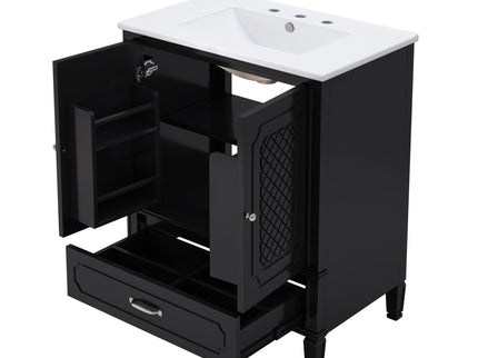Vintage Style Bathroom Vanity With Sink, Multi Functional Storage, Soft-Closing Door