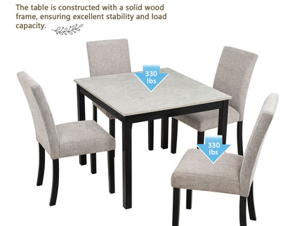 Modern 4 Person Dining Table Set With 4 Chairs