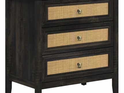 Nightstand With 3 Drawers, Tall End Table - Brown