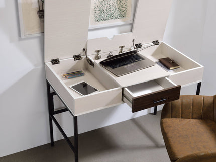 Verster - Writing Desk With USB - Black / Natural