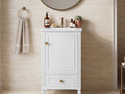 Freestanding Bathroom Vanity With Sink, Soft Closing Door, Drawer Storage - White