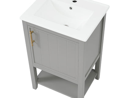 Modern Bathroom Vanity With Sink, Soft-Closing Door And Open Shelf