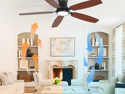42" Ceiling Fan With Light, Tri Color Dimmable, DC Motor, 5 Blades