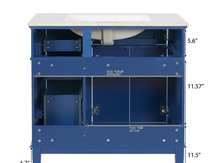 Modern Bathroom Vanity With Ceramic Sink, Soft Close Storage Cabinet