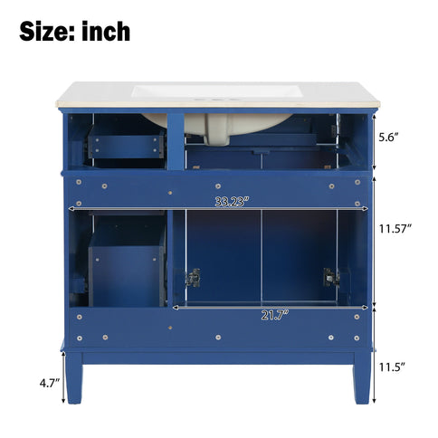 Modern Bathroom Vanity With Ceramic Sink, Soft Close Storage Cabinet