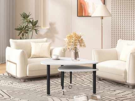 360 Degree Rotatable Coffee Table With Solid Legs