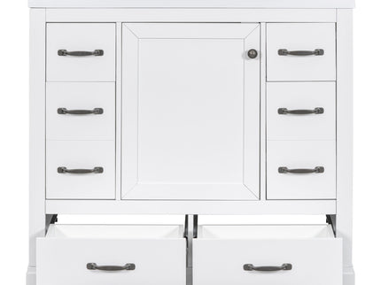 Modern Bathroom Vanity With Sink, 6 Drawers, Adjustable Shelf