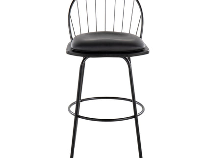Riley - Claire Farmhouse Fixed Height Barstool With Swivel With Round Footrest (Set of 2)
