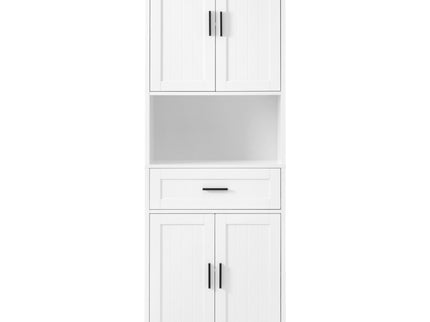 Freestanding Tall Bathroom Cabinet With Soft Close Doors And Adjustable Shelves