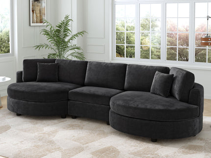 Modern 3 Seater Upholstered Sofa With Curved Design