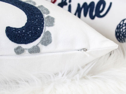 Octopus Patterned Pillow Cover With Matching Back - White