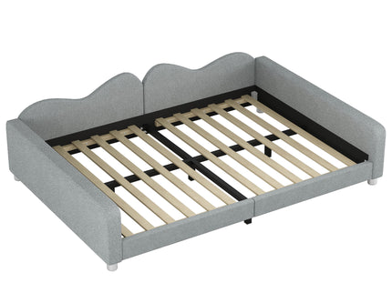 Upholstered Daybed, Sherpa Fabric Sofabed With Cloud-Shaped Backrest