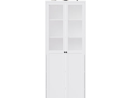 Tall Metal Kitchen Pantry Cabinet With Adjustable Shelves And Silent Magnetic Doors - White