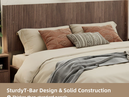 Queen Headboard Only, Fluted Panel Design - Walnut