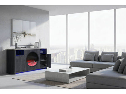 Nancy - Entertainment Unit With Bluetooth Speaker And LED Lighting - Gray
