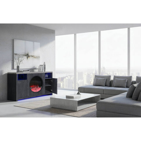 Nancy - Entertainment Unit With Bluetooth Speaker And LED Lighting - Gray