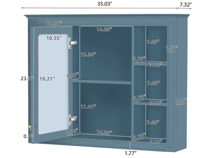 Wall Mounted Medicine Cabinet With Mirror, Storage Cabinet Featuring 6 Open Shelves And Adjustable Interior