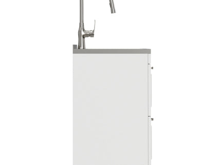 Darwin - Laundry Utility Sink And Cabinet With Dual Sinks, Pull Out Faucet - White