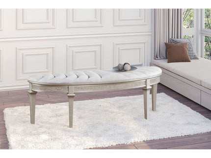 Colwood - Upholstered Curved With Channel Tufting And Slender Tapered Legs - Silver Gray