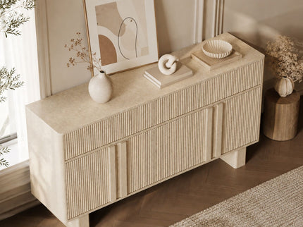 Sideboard Buffet Cabinet With 3 Drawers And 4 Doors For Dining Room