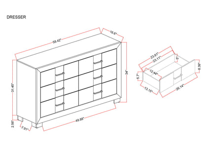 Prime - Dresser With 6 Drawers - Brown Black