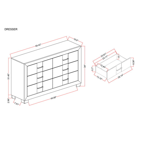 Prime - 5 Piece Bedroom Set With LED Headboard