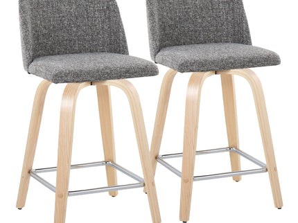Toriano - Contemporary Fixed Height Counter Stool With Swivel With Square Footrest (Set of 2)