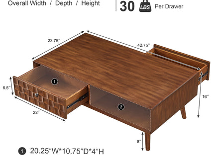 Coffee Table With Hidden Drawer And Open Shelf
