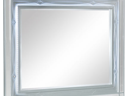 Arabesque - 4 Piece Queen Bedroom Set With LED Headboard - Silver