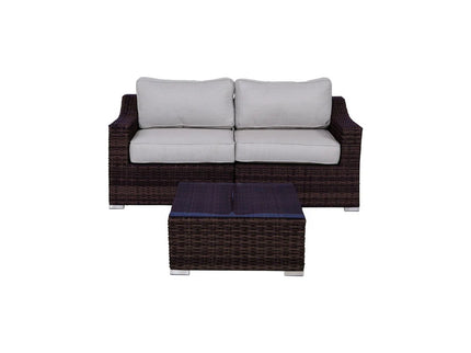 Wicker 2 Person Conversation Set, Durable Outdoor Seating With Cushions Mix - Brown Mix