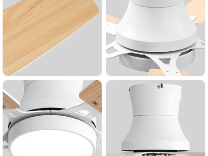 52" Flush Mount Ceiling Fan With Light, DC Motor, Remote Control, Dual Color