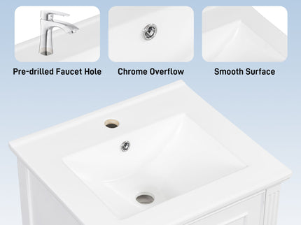 Bathroom Vanity With Sink, Adjustable Shelf, Tilt-Out Drawer