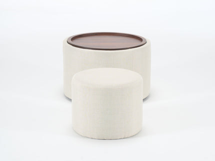 Nesting Ottomans, Round Coffee Table & Bench With Tray (Set of 2)