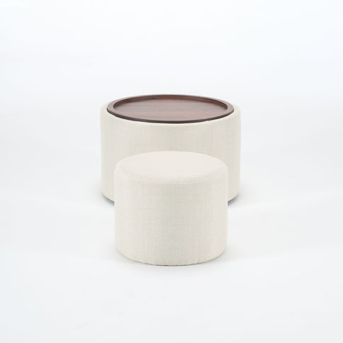 Nesting Ottomans, Round Coffee Table & Bench With Tray (Set of 2)