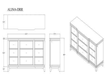 Adalid - Dresser With LED Light And Glittered Drawer Fronts - White