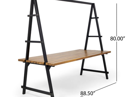 Huckleberry - Acacia Wood Outdoor Dining Table With Plant Hanger - Teak