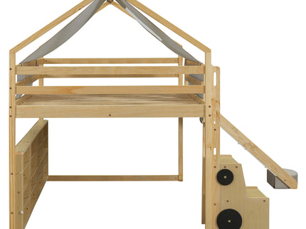 Loft Bed With House Shaped Frame And Tent
