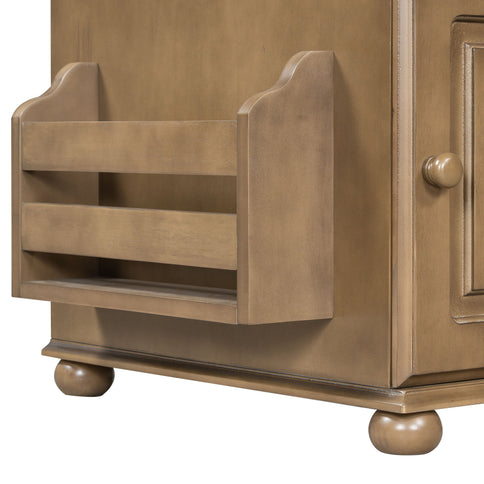 Vintage Flip Top Side Table With USB Ports