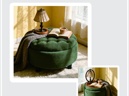 Storage Round Footstool Table Ottoman