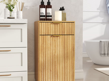 Tilt Out Trash Can Cabinet With Wave Textured Drawer & Pull Out Bin