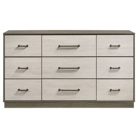Edmondson - 9 Drawer Dresser With Hidden Jewelry Tray - Natural / Gray