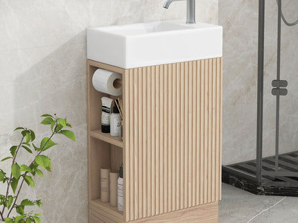 Modern Bathroom Vanity With Sink And 2 Tier Shelf