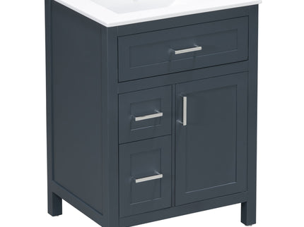 Modern Bathroom Vanity With Sink, Flip Drawer & 2 Drawers, Soft Close Hinges, Adjustable Shelf
